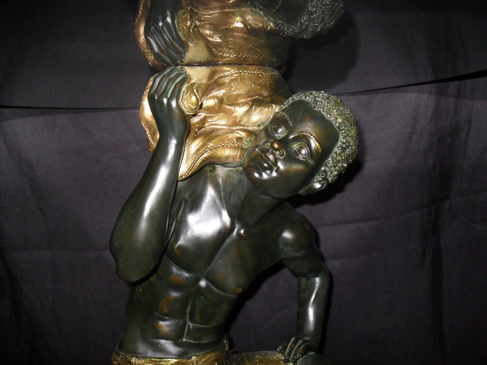 Glass Top Table - Blackamoor "Kneeling"-Jantiques LLC.