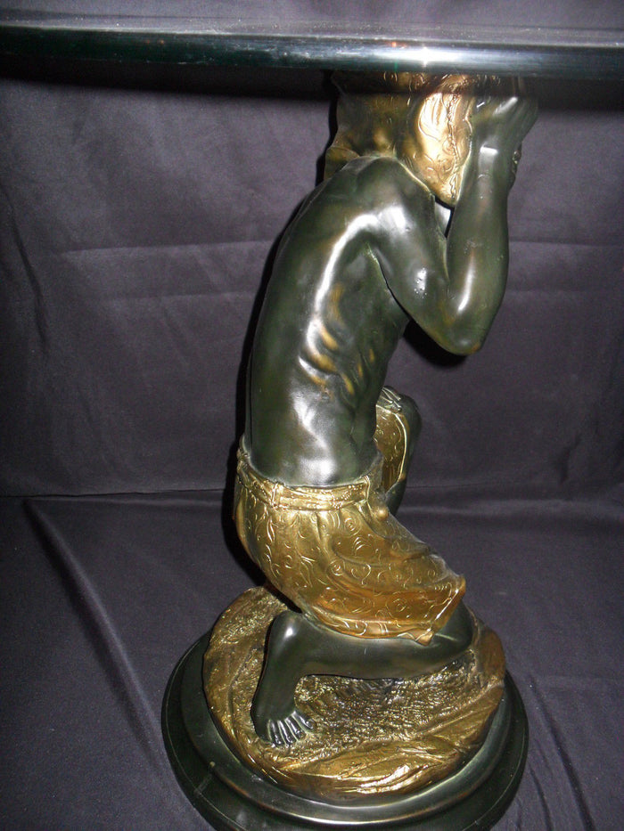 Glass Top Table - Blackamoor "Kneeling"-Jantiques LLC.