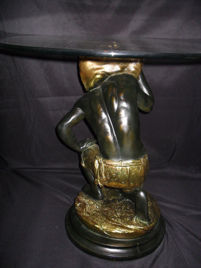 Glass Top Table - Blackamoor "Kneeling"-Jantiques LLC.