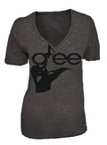 Glee Hand V-Neck Acid Washed T-shirt-tvso