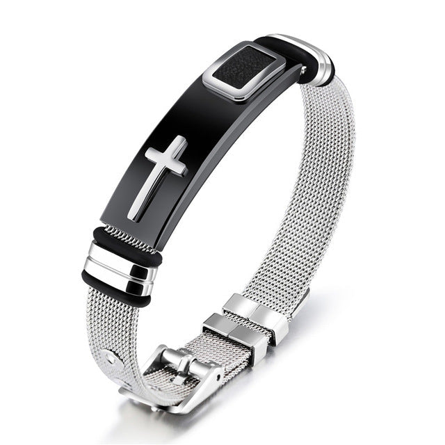 Gold-colored Cross Silver Bracelet