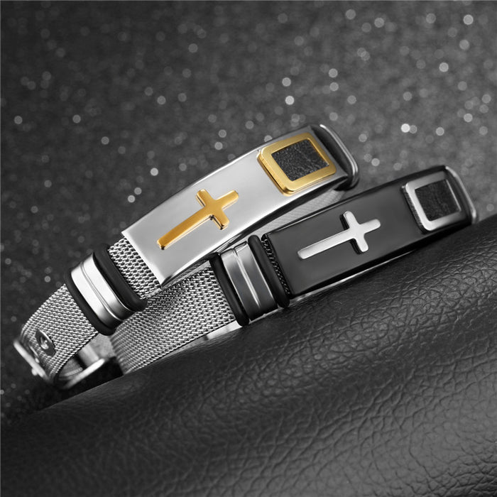 Gold-colored Cross Silver Bracelet