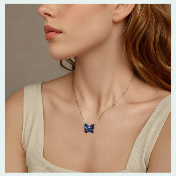 Gold Plated Dainty Pendant Necklace for Women, 925 Sterling Silver Starry Butterfly Chain Necklace