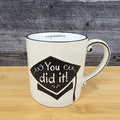 Graduation Coffee Mug Embossed Ceramic Tea Cup Blue Sky Spectrum 16oz Ivory