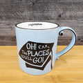 Graduation Coffee Mug Embossed Ceramic Tea Cup Blue Sky Spectrum 16oz