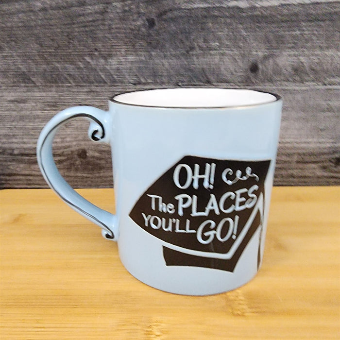 Graduation Coffee Mug Embossed Ceramic Tea Cup Blue Sky Spectrum 16oz