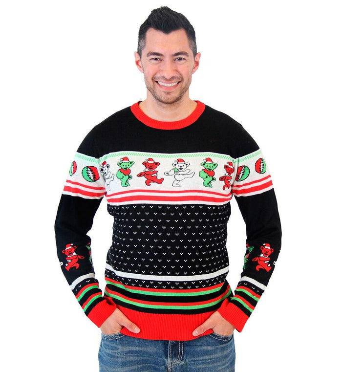 Grateful Dead Dancing Bears Ugly Christmas Sweater-tvso