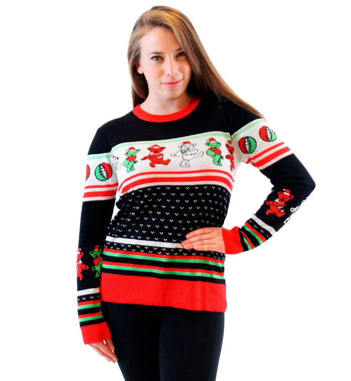 Grateful Dead Dancing Bears Ugly Christmas Sweater-tvso