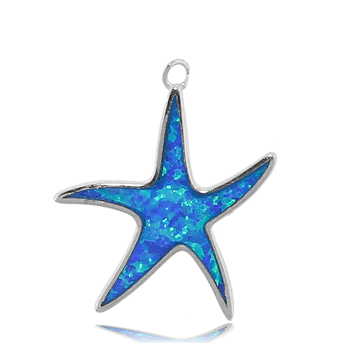 Green Angelite Stone Bracelet with Star of the Sea Sterling Silver Charm
