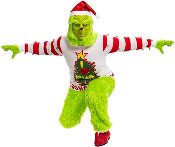 Green Monster Christmas Movie Red Shoes with Bells - TVStoreOnline