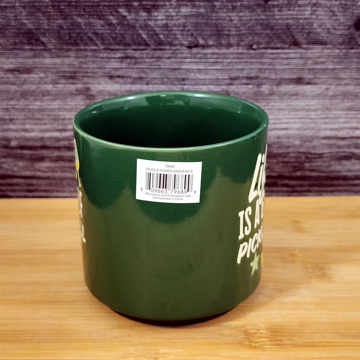 Green Pickleball Mug Ceramic Large Tea Coffee Cup Artisan Fun Blue Sky 17 oz