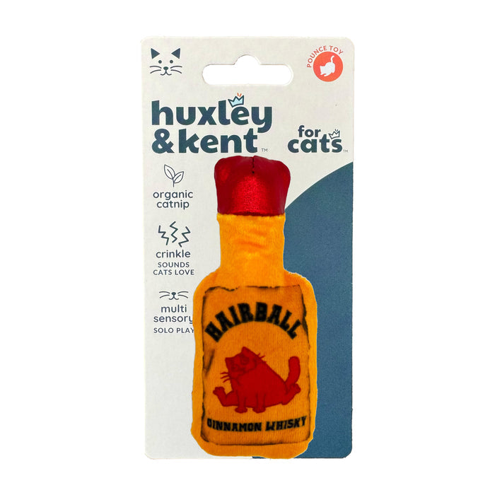 Packaged Hairball Cinnamon Whisky Cat Toy.