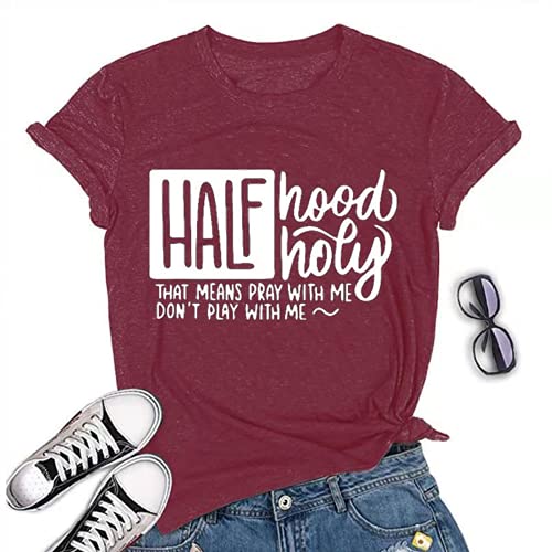 Half Hood Half Holy T-Shirt Pray with Me Don't Play with Me T-Shirt for Women