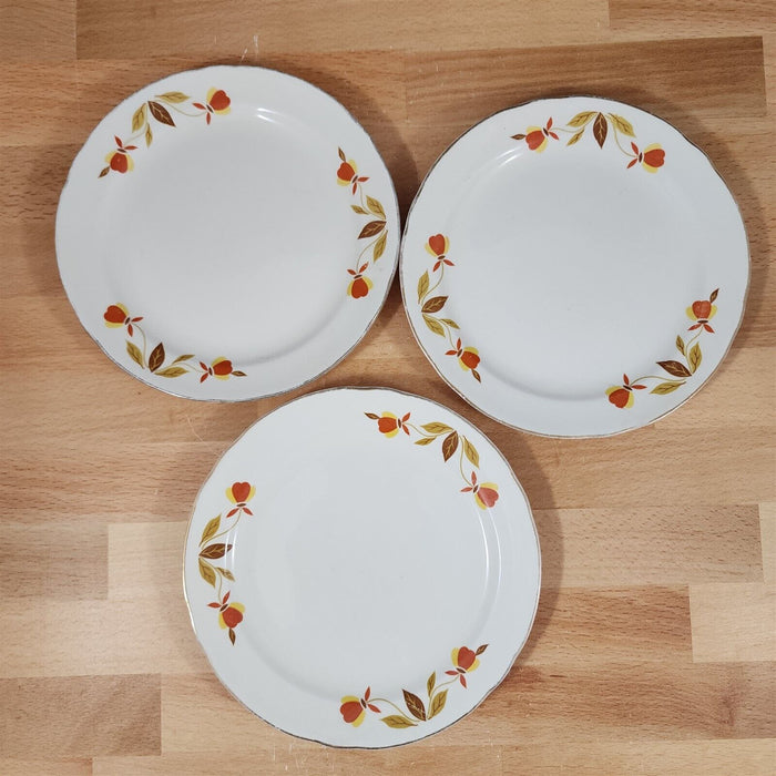Hall Autumn Leaf Bread and Butter Plate Set of 3 USA Floral Dinnerware 6"
