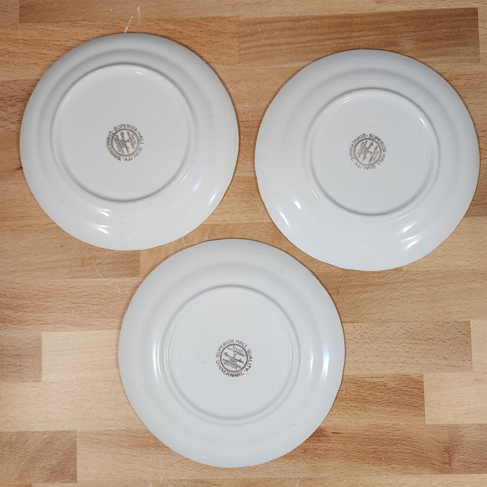 Hall Autumn Leaf Bread and Butter Plate Set of 3 USA Floral Dinnerware 6"