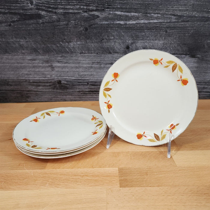 Hall Autumn Leaf Bread and Butter Plate Set of 4 USA Floral Dinnerware 6"