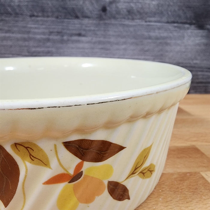 Hall Autumn Leaf Round 3 Pint French Baker USA Floral Dinnerware 7 3/4"