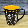 Halloween Dancing Skeleton Bones Orange Coffee Mug Ceramic Tea Cup Blue Sky