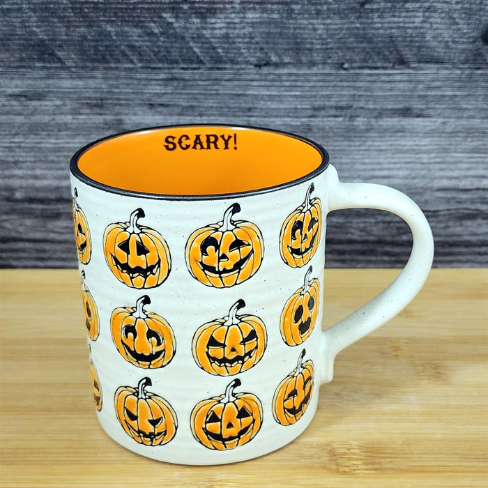 Halloween Pumpkin Coffee Mug Jack-o-Lanterns Faces Tea Cup 16oz by Blue Sky