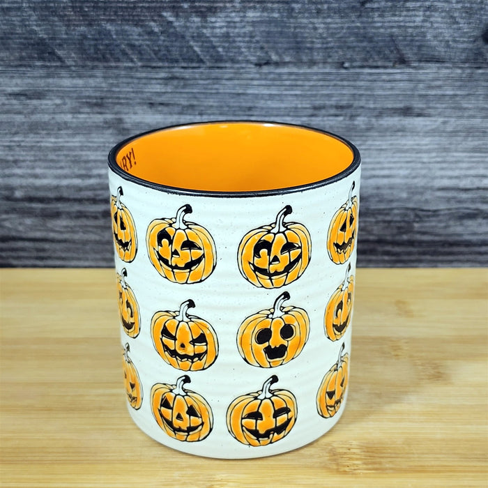 Halloween Pumpkin Coffee Mug Jack-o-Lanterns Faces Tea Cup 16oz by Blue Sky