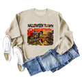 Halloween Town Letter Printed Women's Loose New Sweater Long Sleeve Shirt