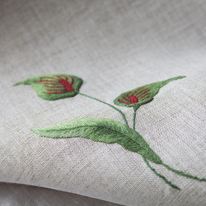 Linen Guest Towel – Flamingo Flower on Natural