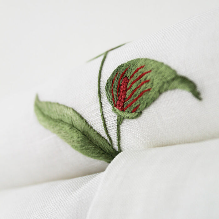 Linen Guest Towel – Flamingo Flower on Natural
