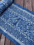Handwoven hemp, batik indigo, flowery pattern