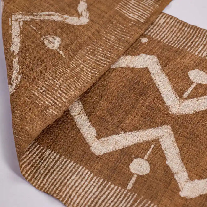 Vindigo brown tribal zigzag fabric roll soft folded view