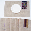 Handwoven Hemp Placemat – Beige & Hand-Stitched Patch (30x45 cm)