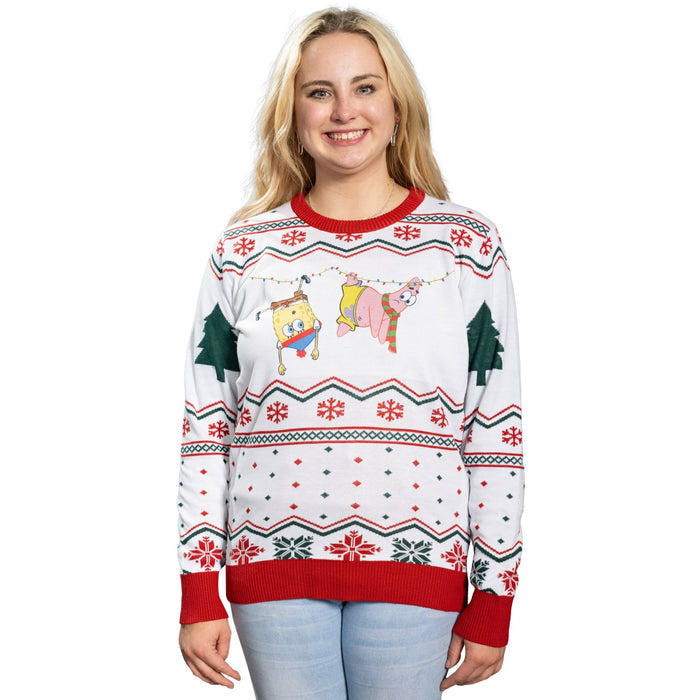 Hanging Lights SpongeBob and Patrick Christmas Sweater - TVStoreOnline