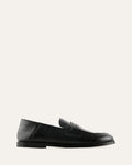 Black loafer shoe on a white background
