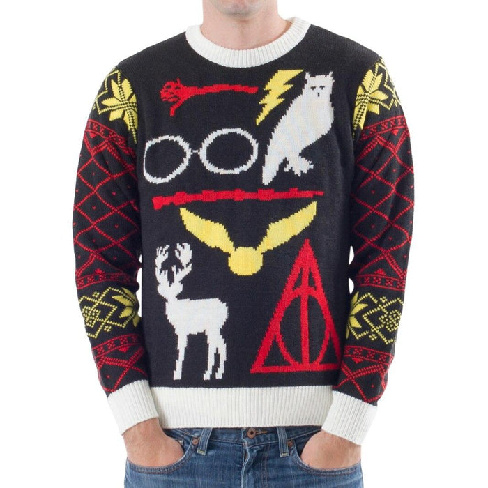 Harry Potter Owl Deathly Hallows Sign Ugly Christmas Sweater-tvso