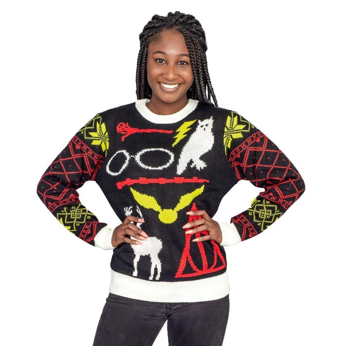 Harry Potter Owl Deathly Hallows Sign Ugly Christmas Sweater-tvso