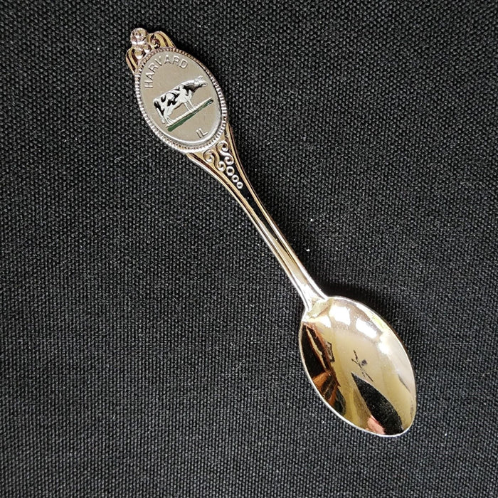 Harvard City Illinois Chicagoland Collectible Travel Souvenir Spoon 4" 10cm VTG