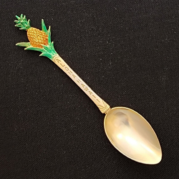 Hawaii Aloha State Pineapple Collectible Travel Souvenir Spoon 4 3/4" Gold Tone