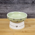 Heart Ring Cat Bowl Elevated Pedestal Raised Food Water Dish Ceramic Blue Sky