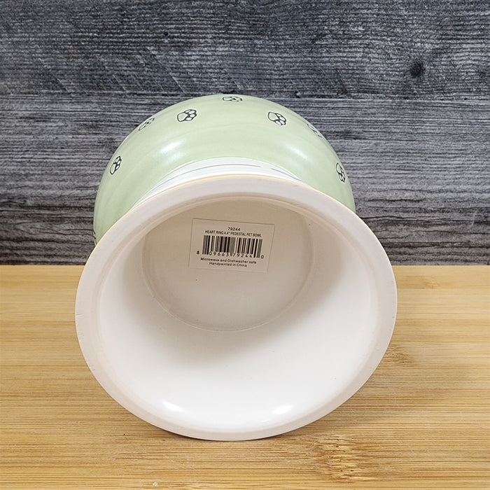 Heart Ring Cat Bowl Elevated Pedestal Raised Food Water Dish Ceramic Blue Sky