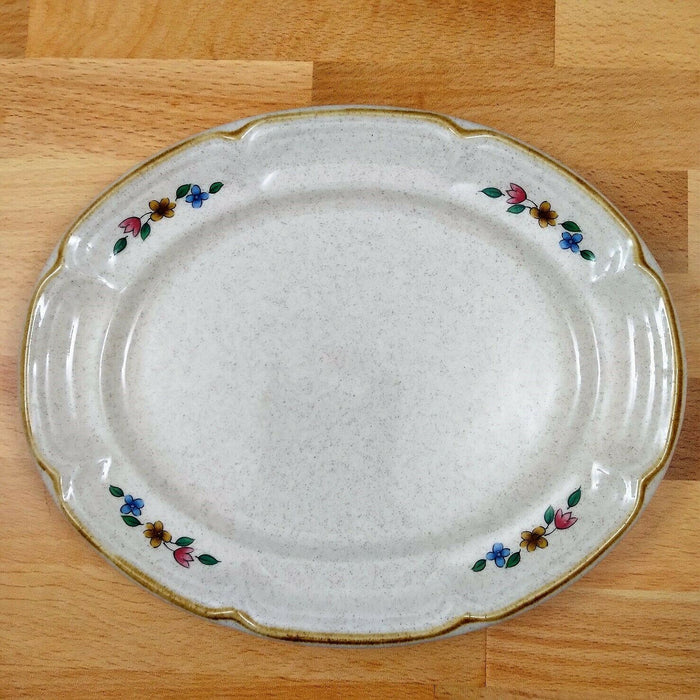 Heartland International China Gravy Boat and Under Plate Farm Scene Set Tan Trim
