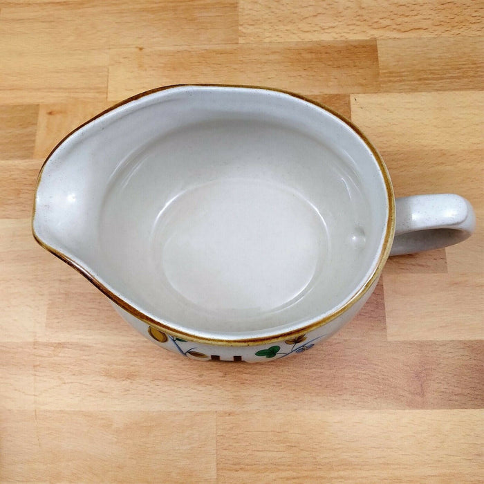 Heartland International China Gravy Boat and Under Plate Farm Scene Set Tan Trim