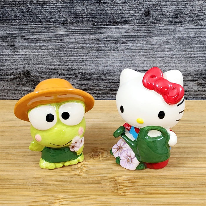 Hello Kitty and Keroppi Frog Salt Pepper Set Gardening Ceramic by Blue Sky