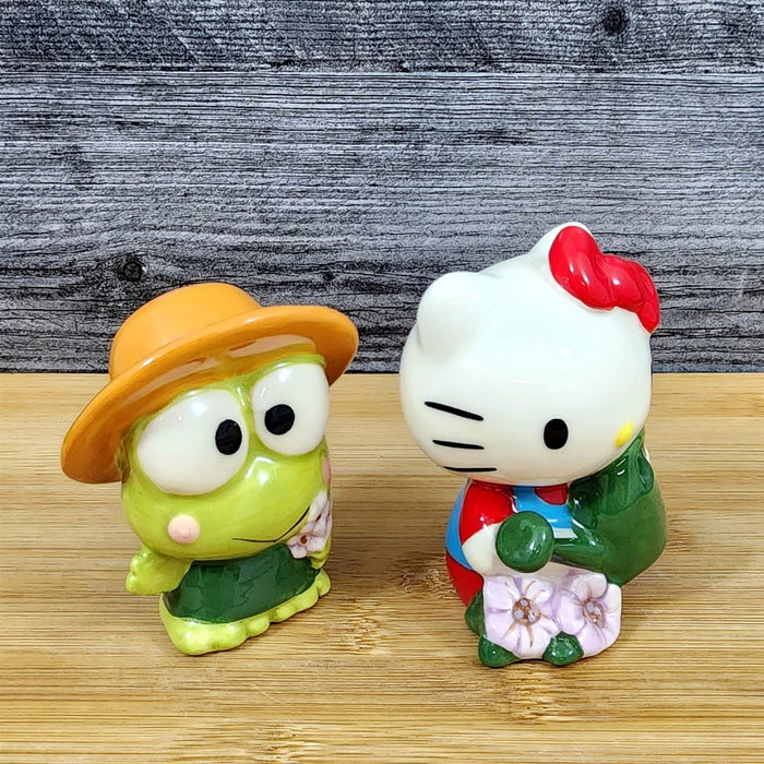 Hello Kitty and Keroppi Frog Salt Pepper Set Gardening Ceramic by Blue Sky