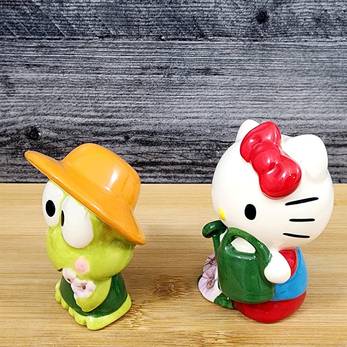 Hello Kitty and Keroppi Frog Salt Pepper Set Gardening Ceramic by Blue Sky
