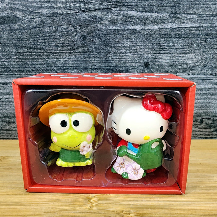 Hello Kitty and Keroppi Frog Salt Pepper Set Gardening Ceramic by Blue Sky