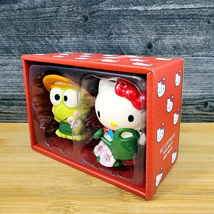 Hello Kitty and Keroppi Frog Salt Pepper Set Gardening Ceramic by Blue Sky