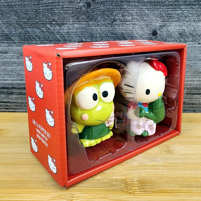 Hello Kitty and Keroppi Frog Salt Pepper Set Gardening Ceramic by Blue Sky