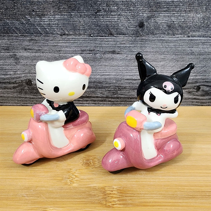 Hello Kitty And Kuromi Scooter Salt Pepper Set Collectible Ceramic by Blue Sky