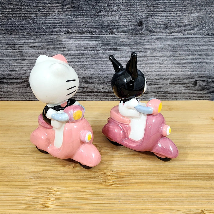 Hello Kitty And Kuromi Scooter Salt Pepper Set Collectible Ceramic by Blue Sky