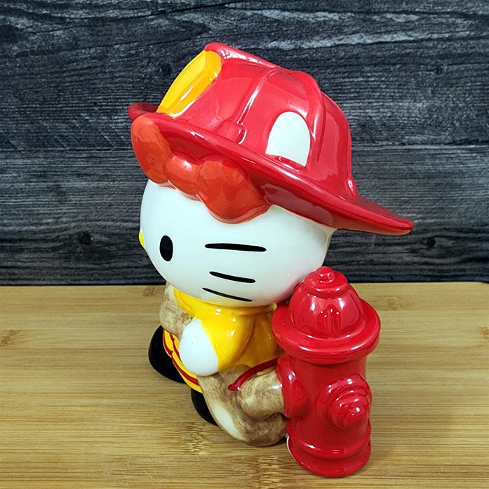 Hello Kitty Brave Professional Firefighter Figurine Ceramic Embossed Blue Sky