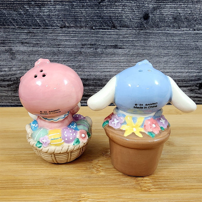 Hello Kitty & Cinnamoroll Planter Salt Pepper Set Collectible Ceramic Blue Sky